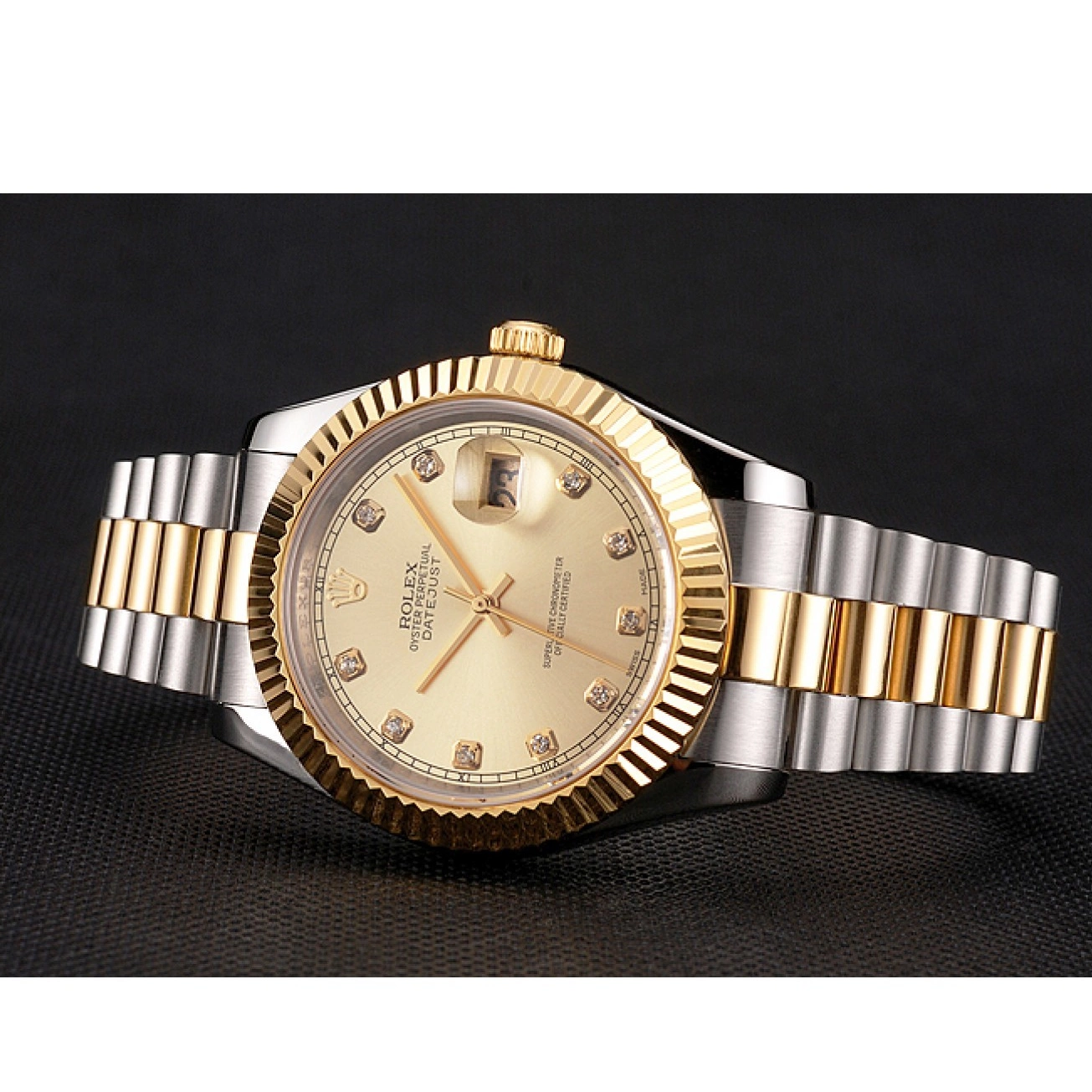 Aaa fake watches Datejust Bracelet Two Gold Case Bezel Tone Swiss Dial And Steel Rolex Stainless 0820